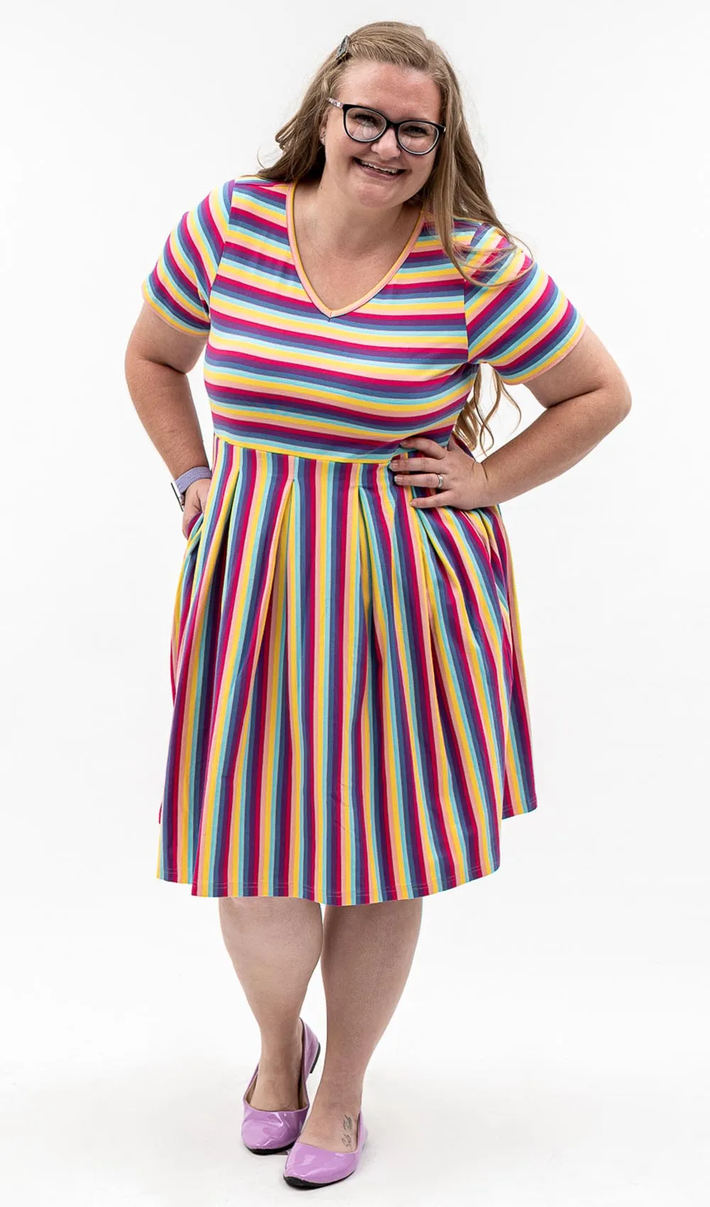 Bold Rainbow Dress sold by Hey Peach