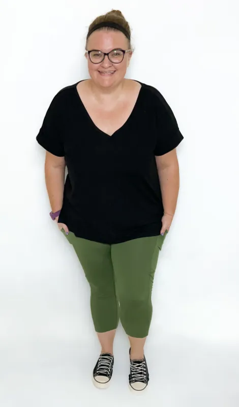 Olive Capri Leggings sold by Hey Peach