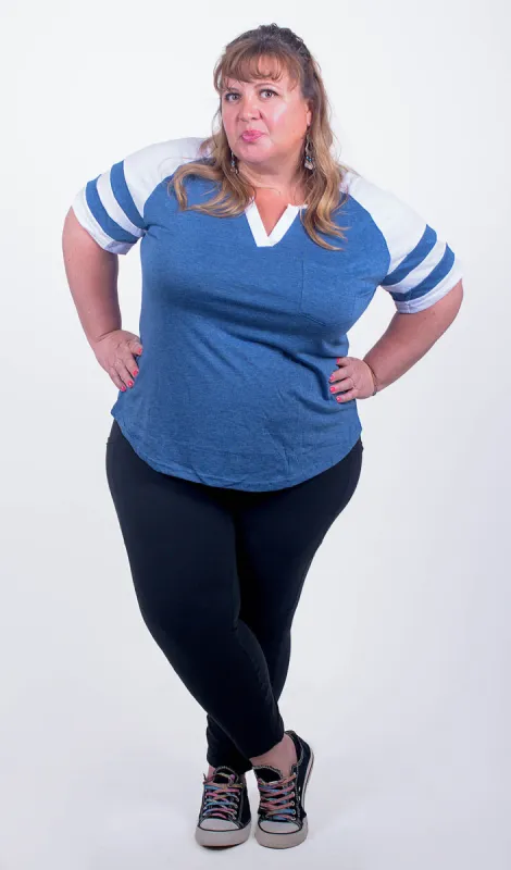 Blue V Neck T-shirt sold by Hey Peach