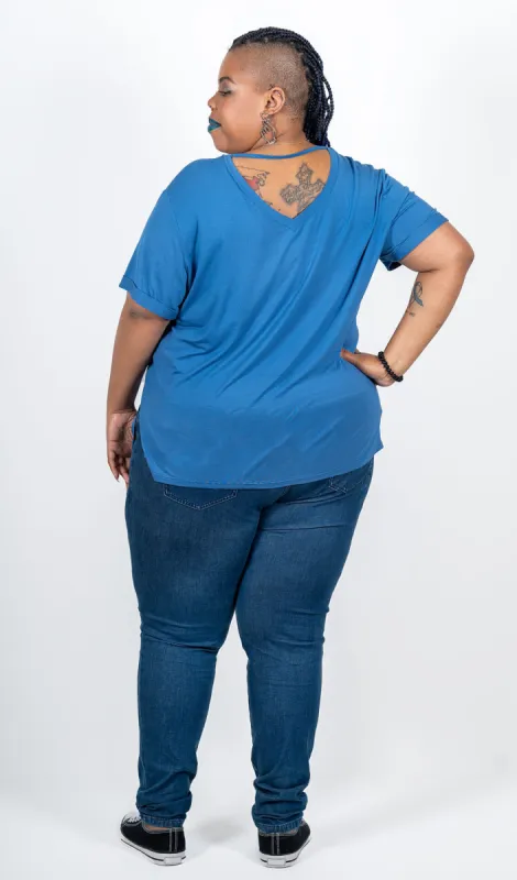 Blue V-Back Tee sold by Hey Peach