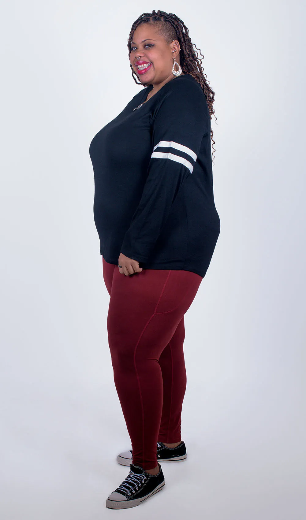 Wine Red Leggings sold by Hey Peach product image thumbnail 3