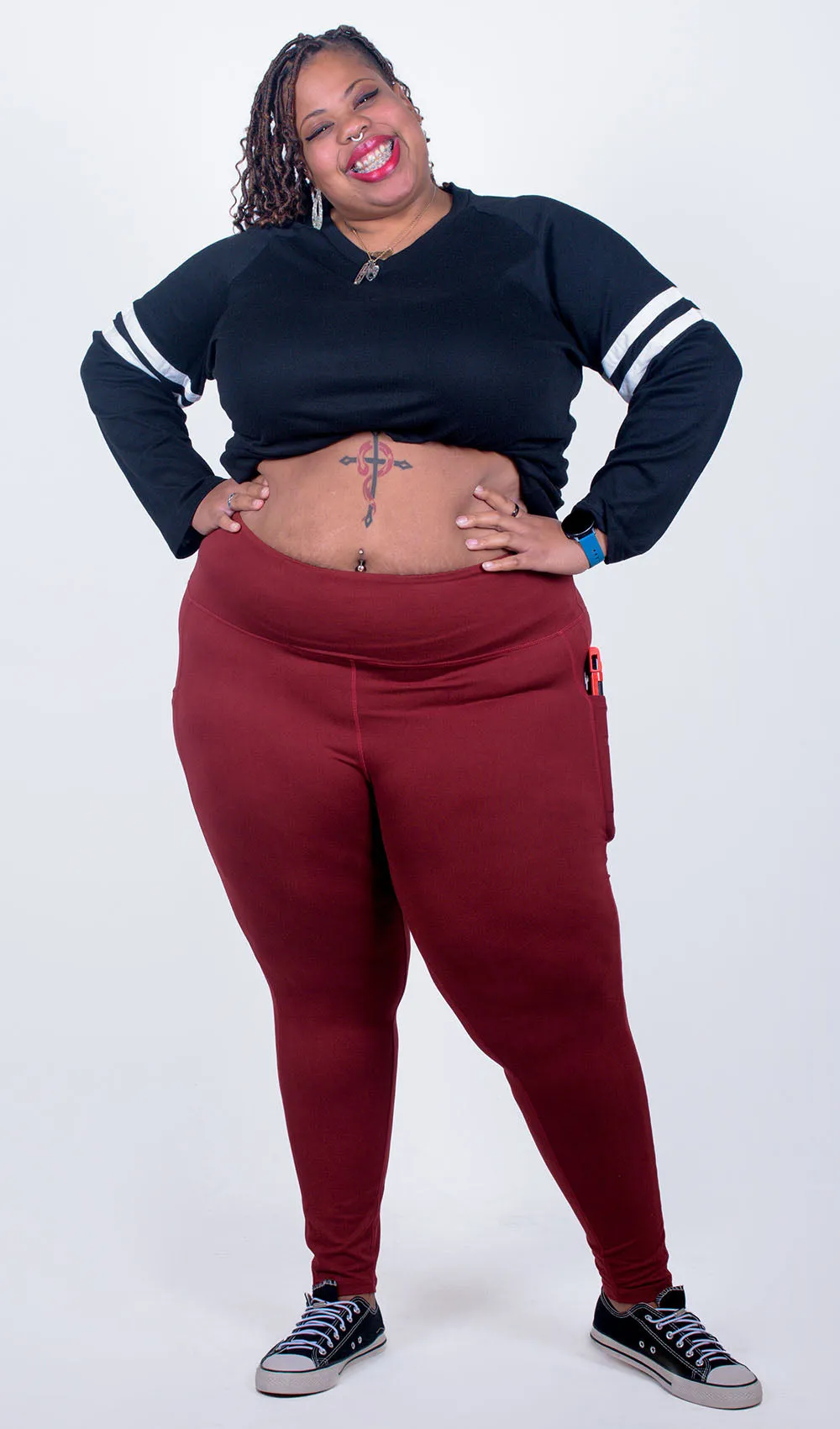 Wine Red Leggings sold by Hey Peach product image thumbnail 4
