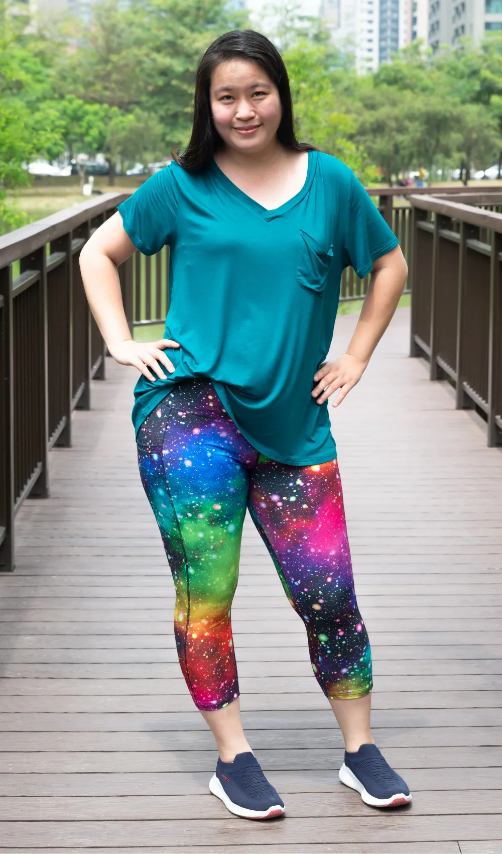Rainbow Galaxy Capri Leggings sold by Hey Peach product image thumbnail 2