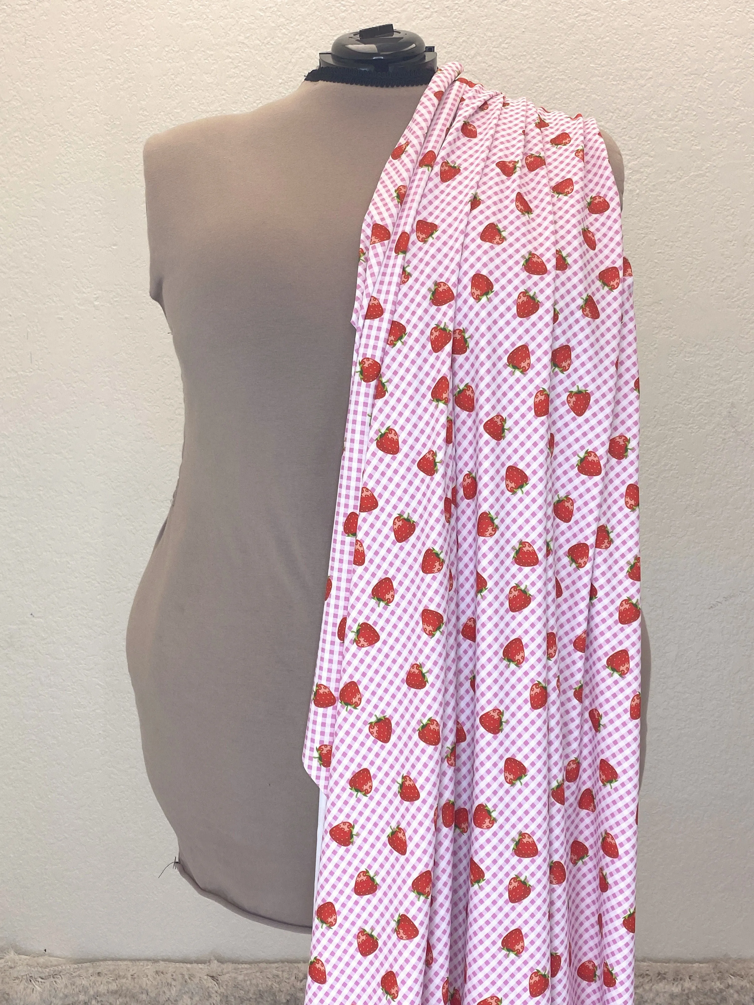 SW - Swimsuit Fabric - strawberry gingham sold by Love Your Peaches product image thumbnail 2