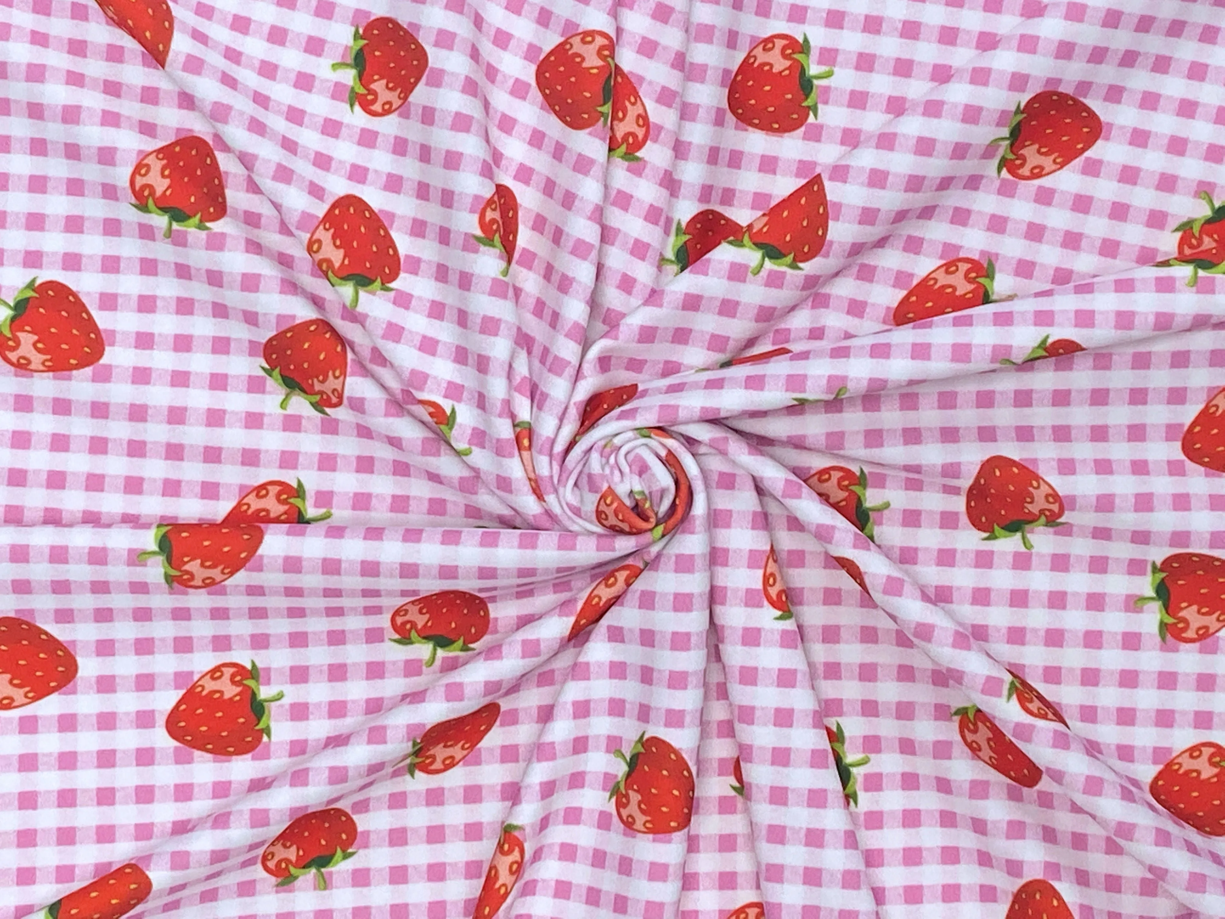 SW - Swimsuit Fabric - strawberry gingham sold by Love Your Peaches