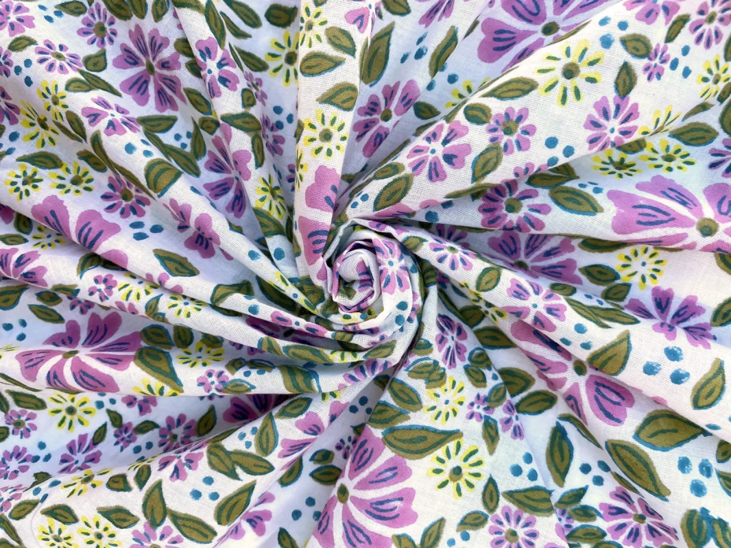 C26.82 - Hand Printed Cotton Cambric - sister floral *** sold by Love Your Peaches