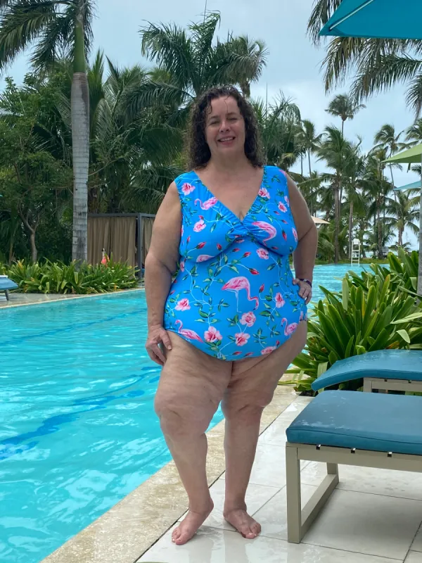 Surplice One Piece Swimsuit, full coverage sold by Love Your Peaches