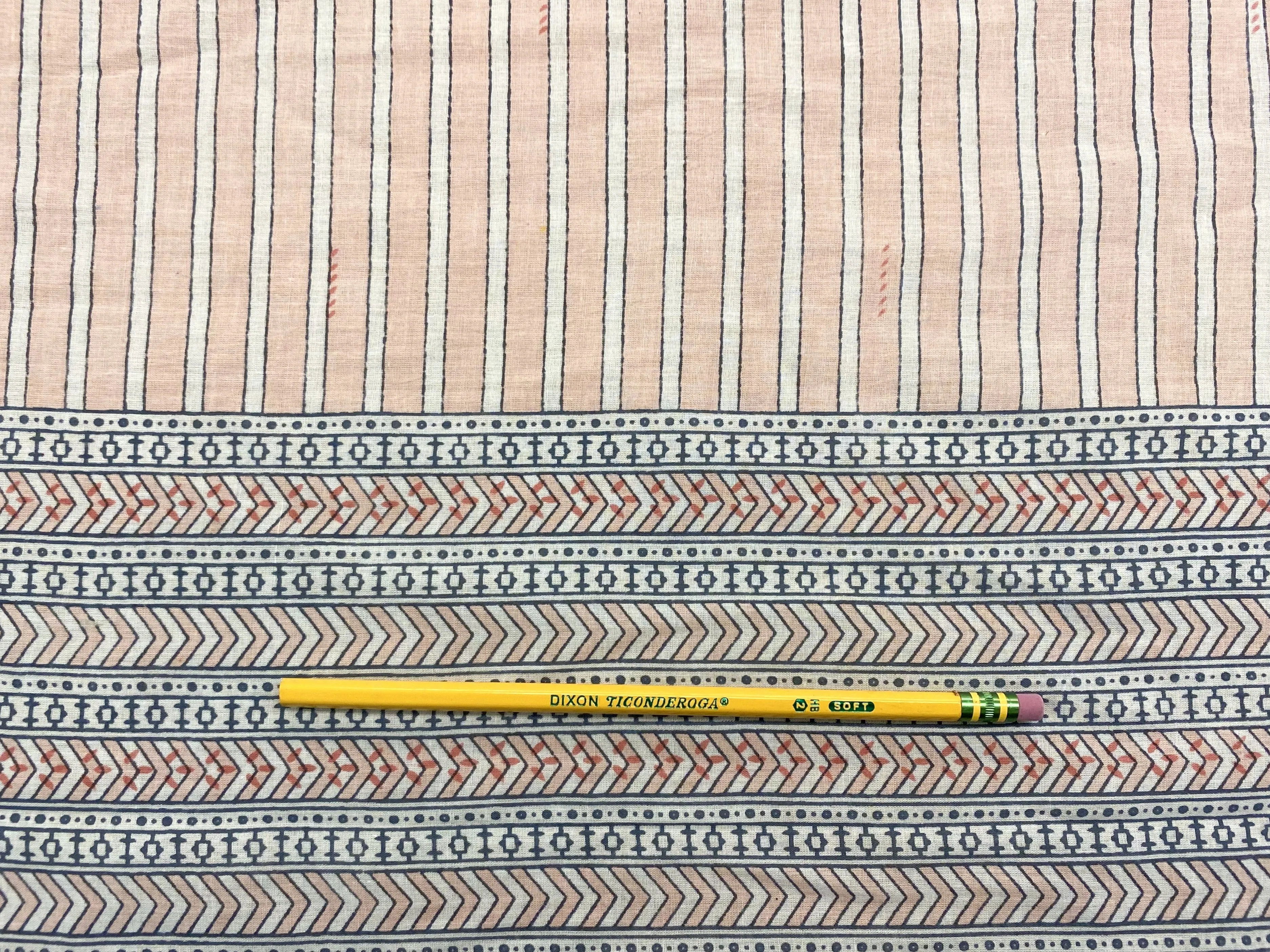 C19.3 - Cotton Voile - hand-printed - pink stripe border print*** sold by Love Your Peaches