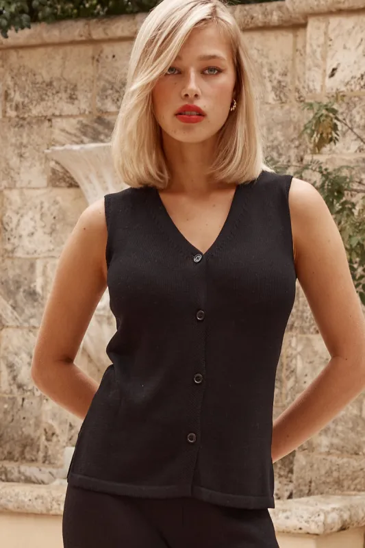 Arco Knit Vest (Black) sold by Runway Scout