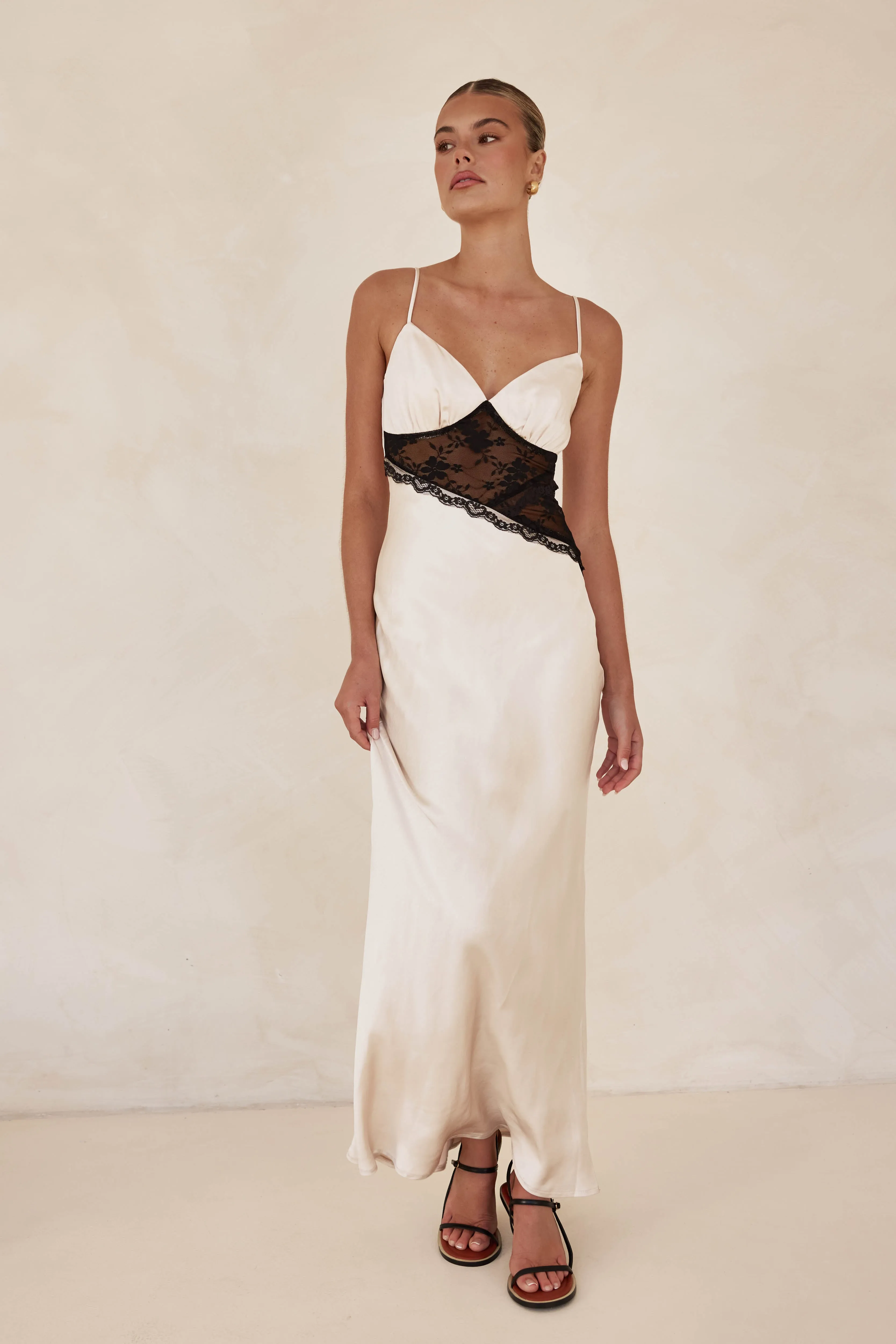 Eryn Maxi Dress (Champagne) sold by Runway Scout