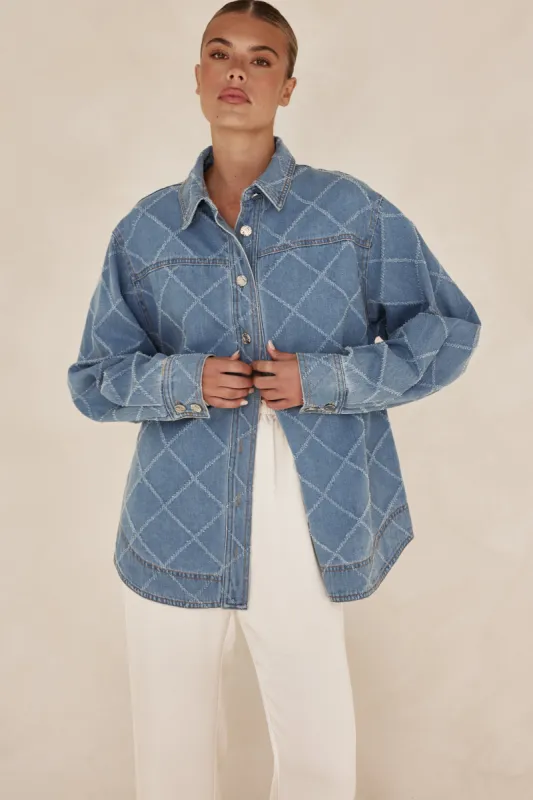Courtney Denim Shirt (Blue) sold by Runway Scout