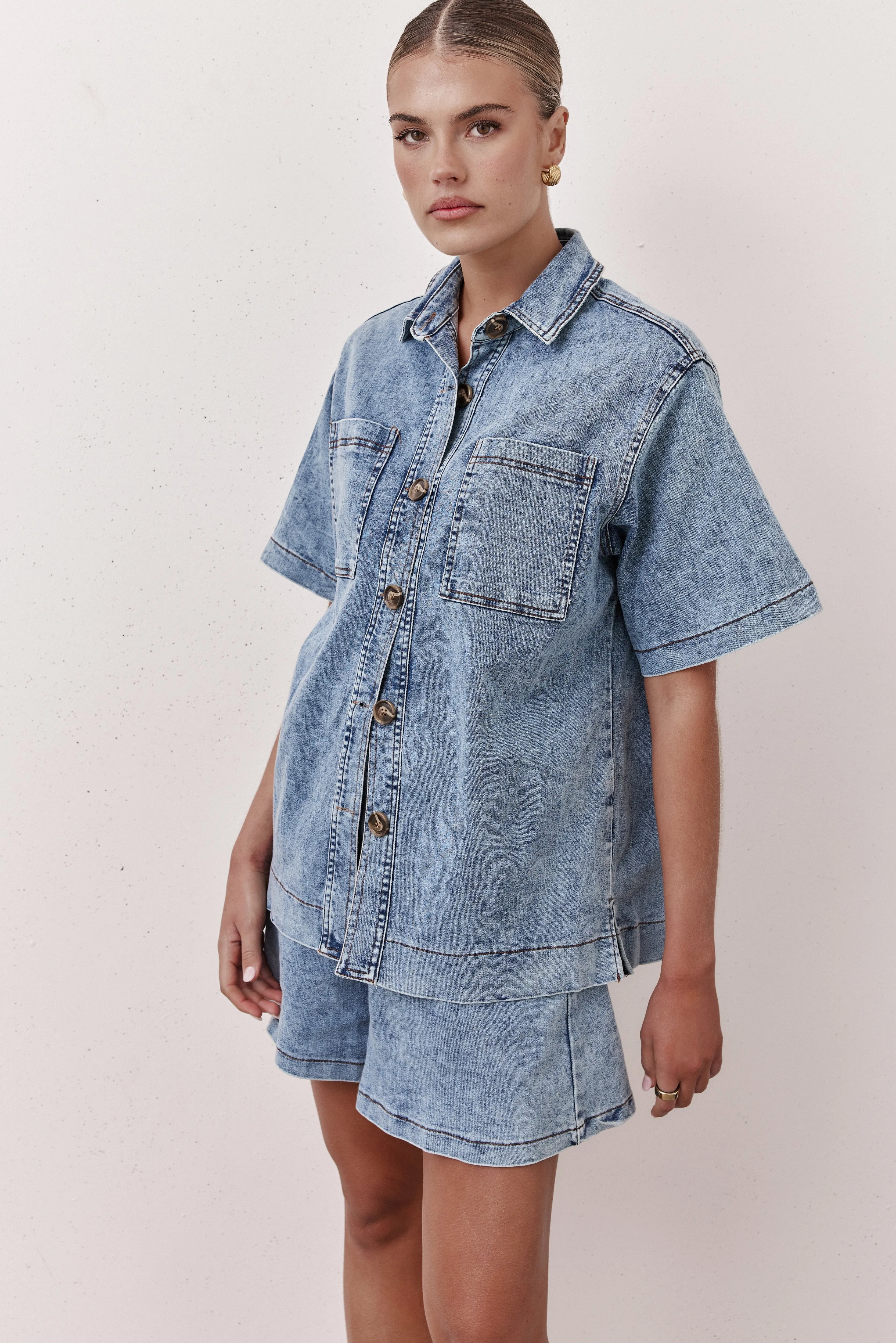 Byron Shirt (Blue) sold by Runway Scout