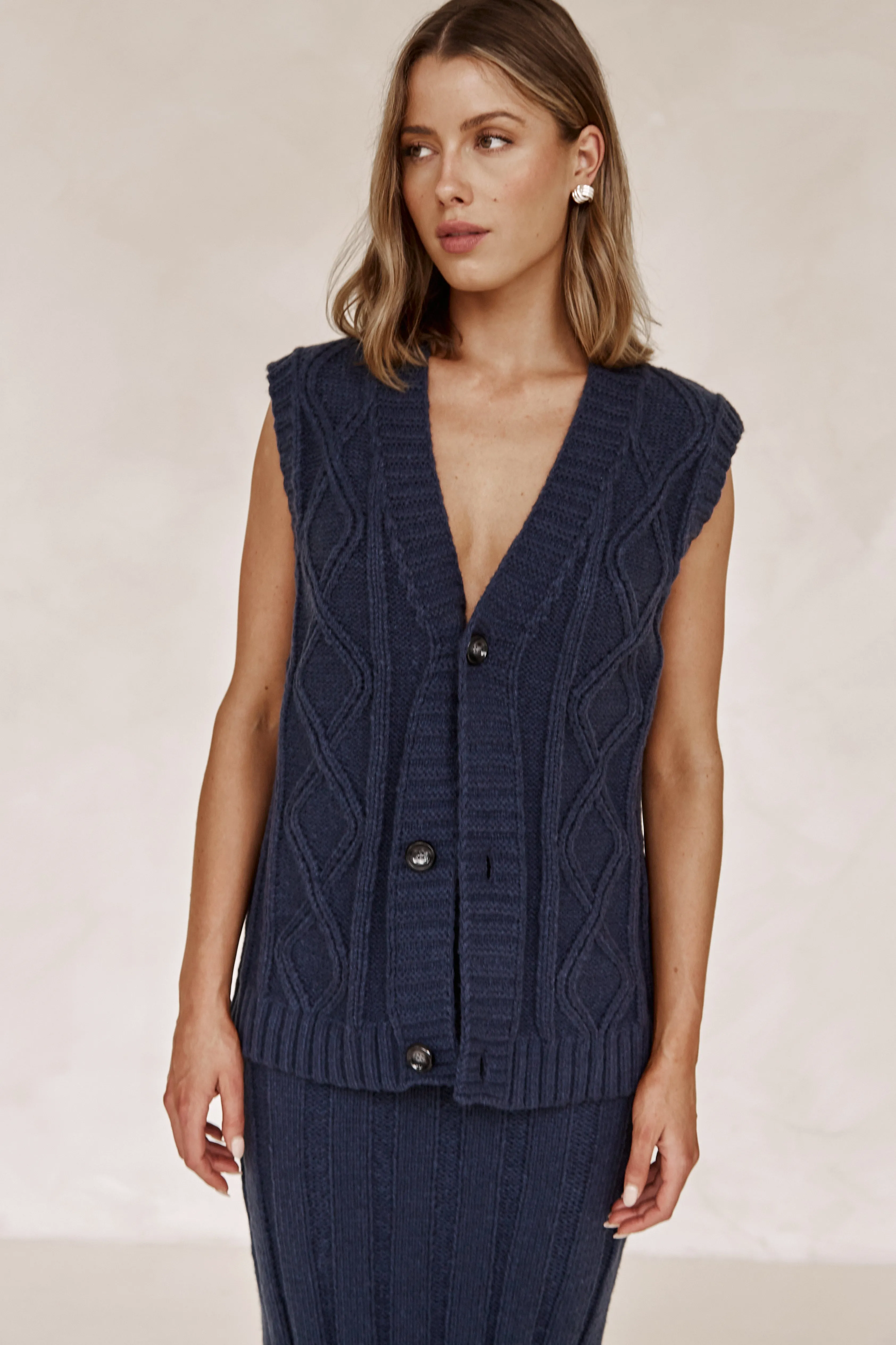 Caleigh Knit Vest (Navy) sold by Runway Scout product image thumbnail 2