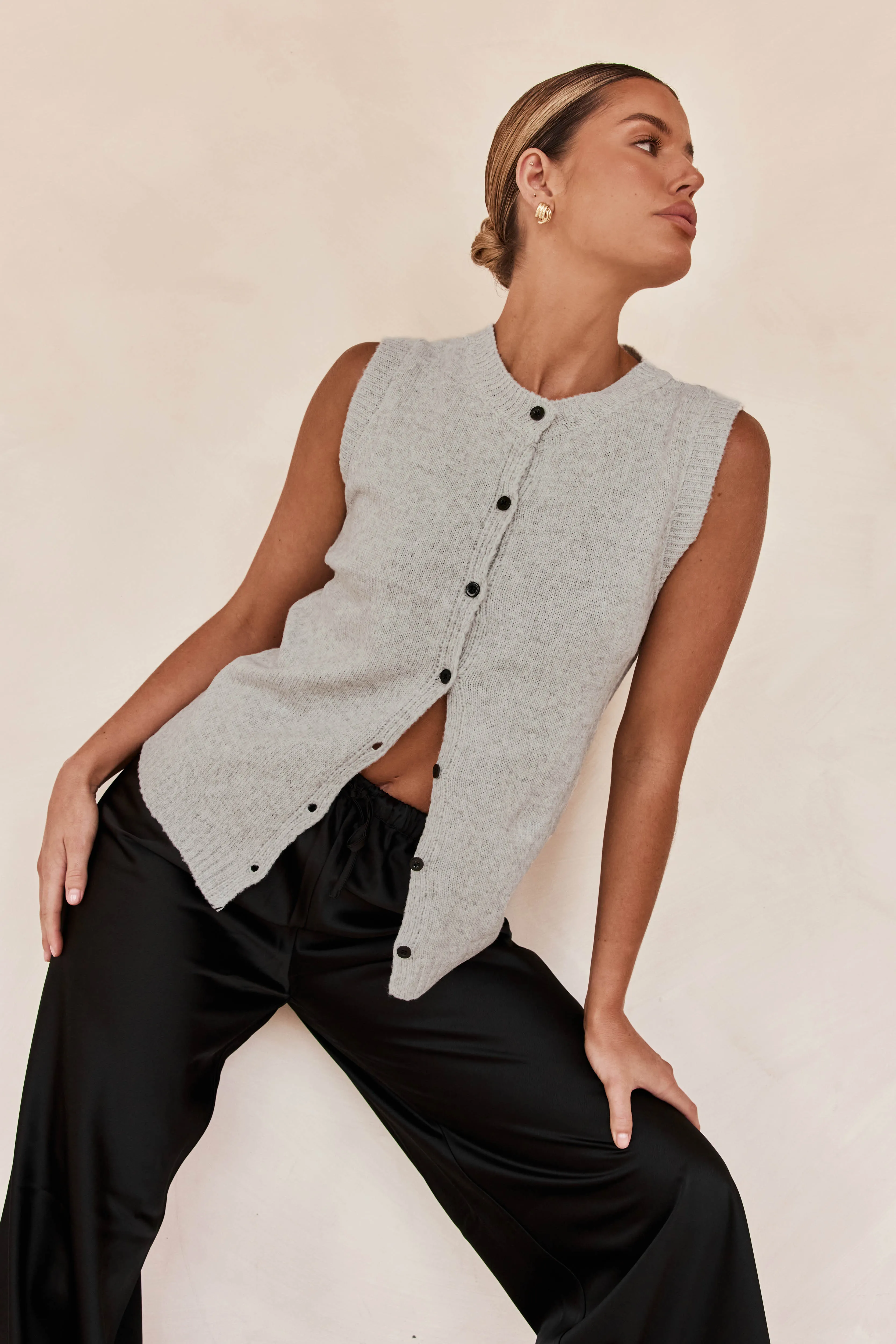 Fae Knit Vest (Grey) sold by Runway Scout