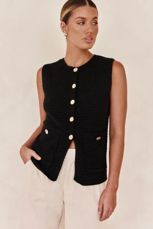 Dalia Knit Vest (Black) sold by Runway Scout