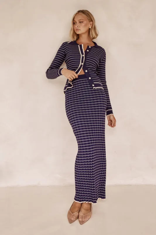 Anderson Knit Maxi Skirt (Navy) sold by Runway Scout