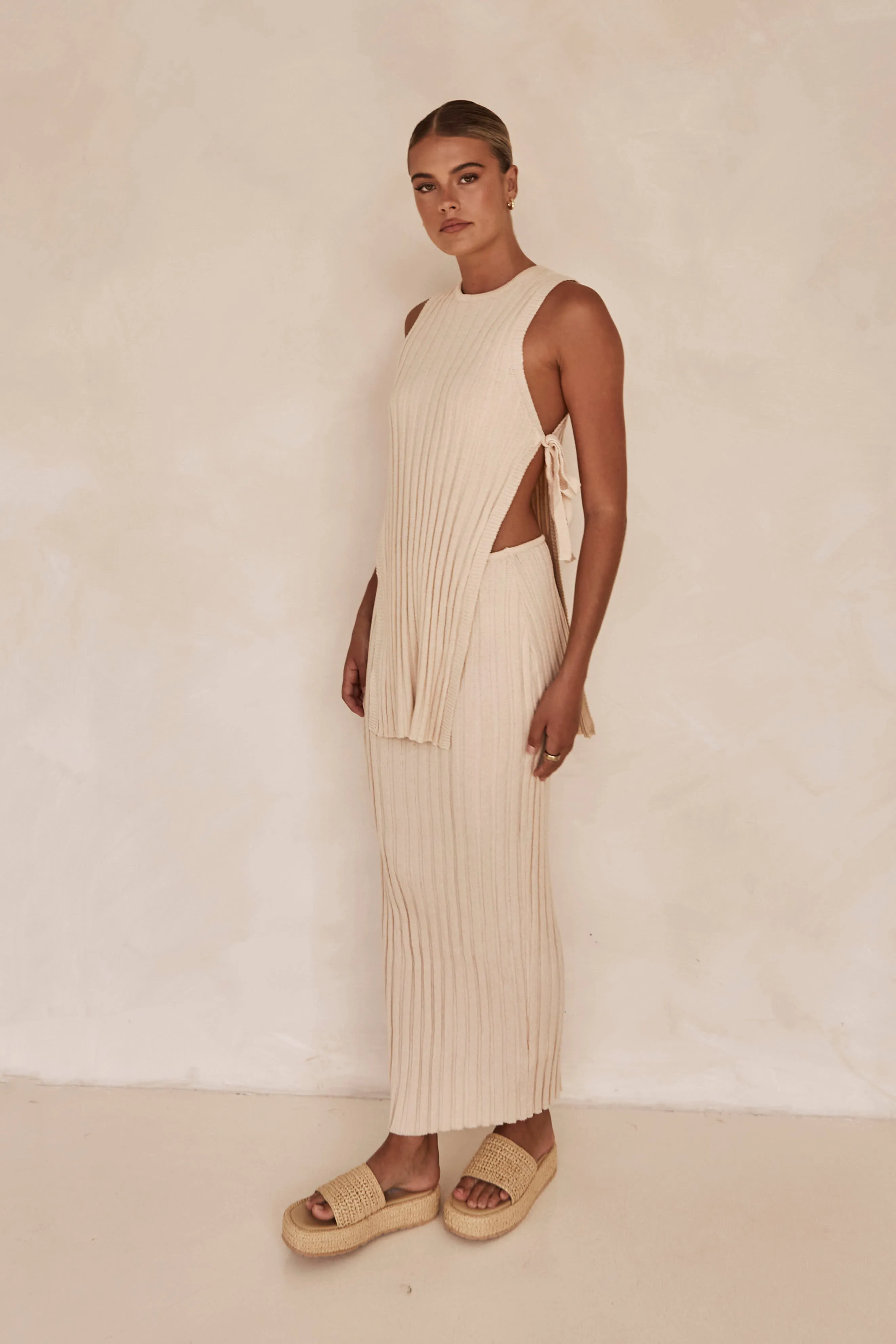 Baha Knit Maxi Skirt (Beige) sold by Runway Scout product image thumbnail 5