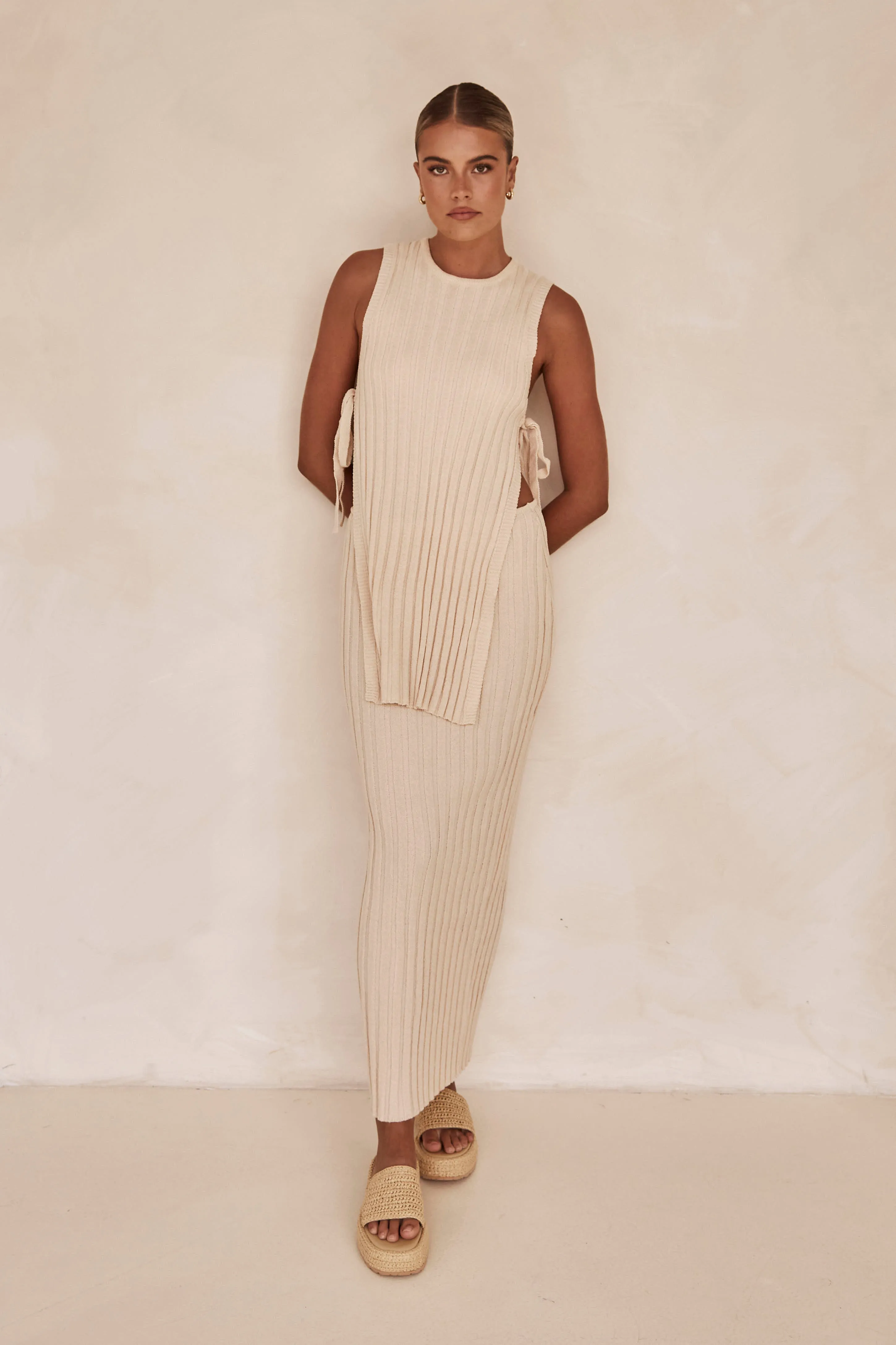 Baha Knit Maxi Skirt (Beige) sold by Runway Scout product image thumbnail 4