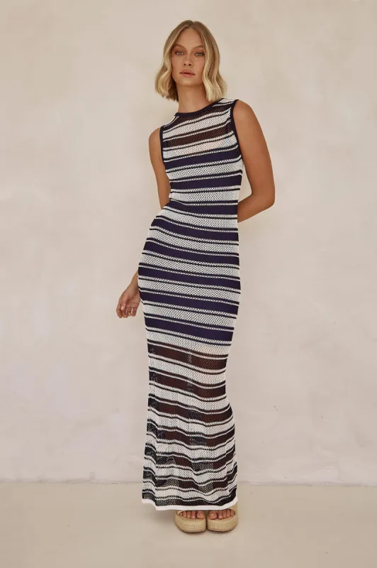 Rue Knit Maxi Dress (Navy) sold by Runway Scout