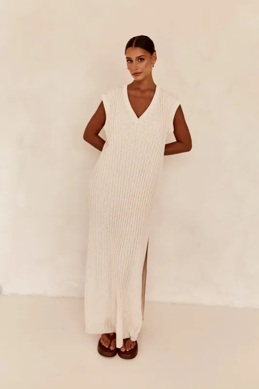 Brynne Maxi Dress (Beige) sold by Runway Scout