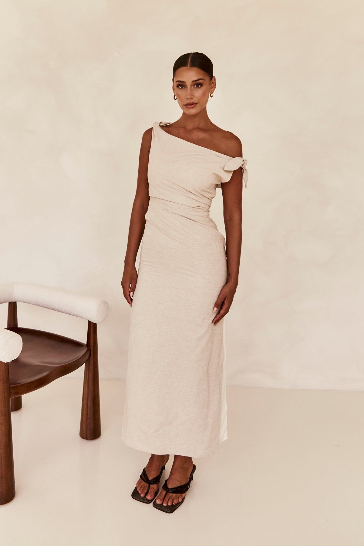 Lois Midi Dress (Beige) sold by Runway Scout product image thumbnail 3