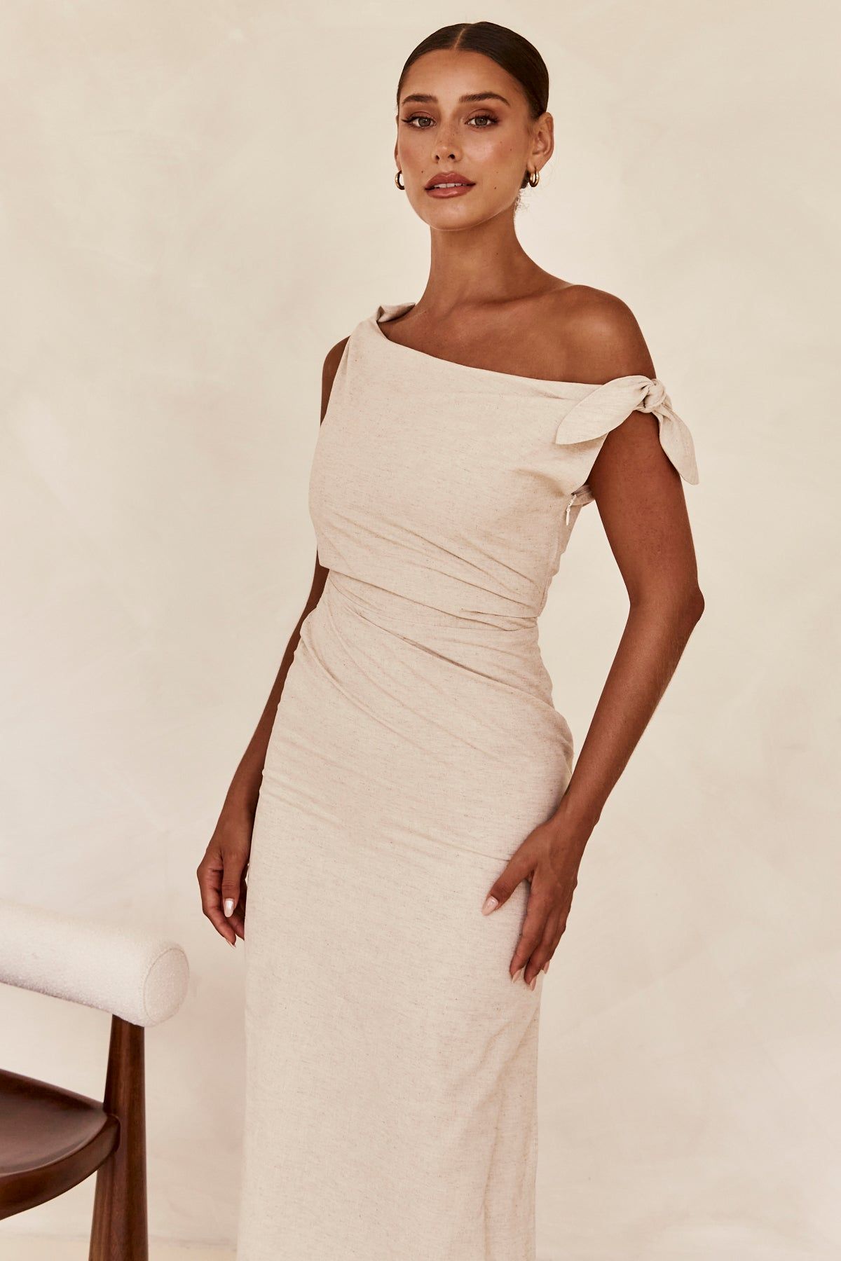 Lois Midi Dress (Beige) sold by Runway Scout product image thumbnail 2