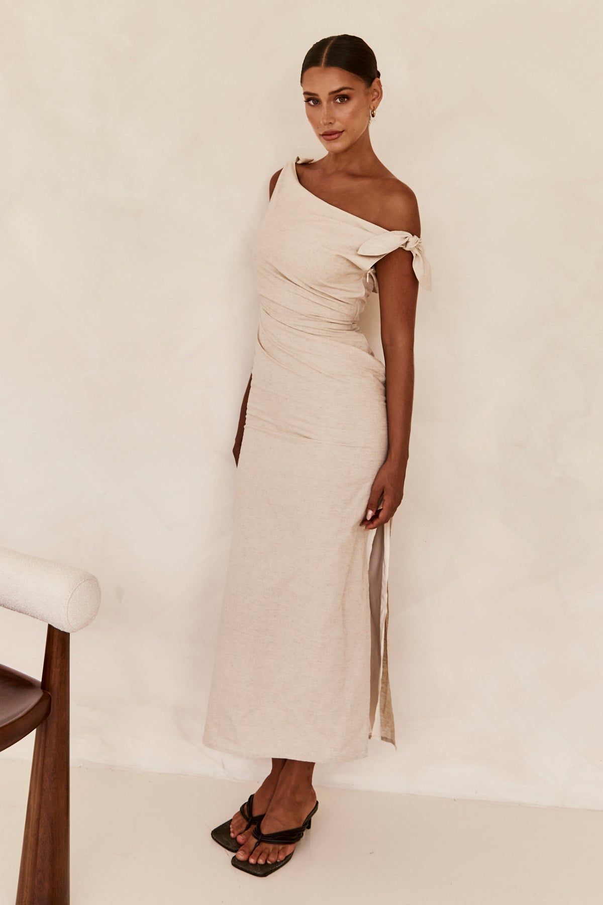 Lois Midi Dress (Beige) sold by Runway Scout product image thumbnail 5