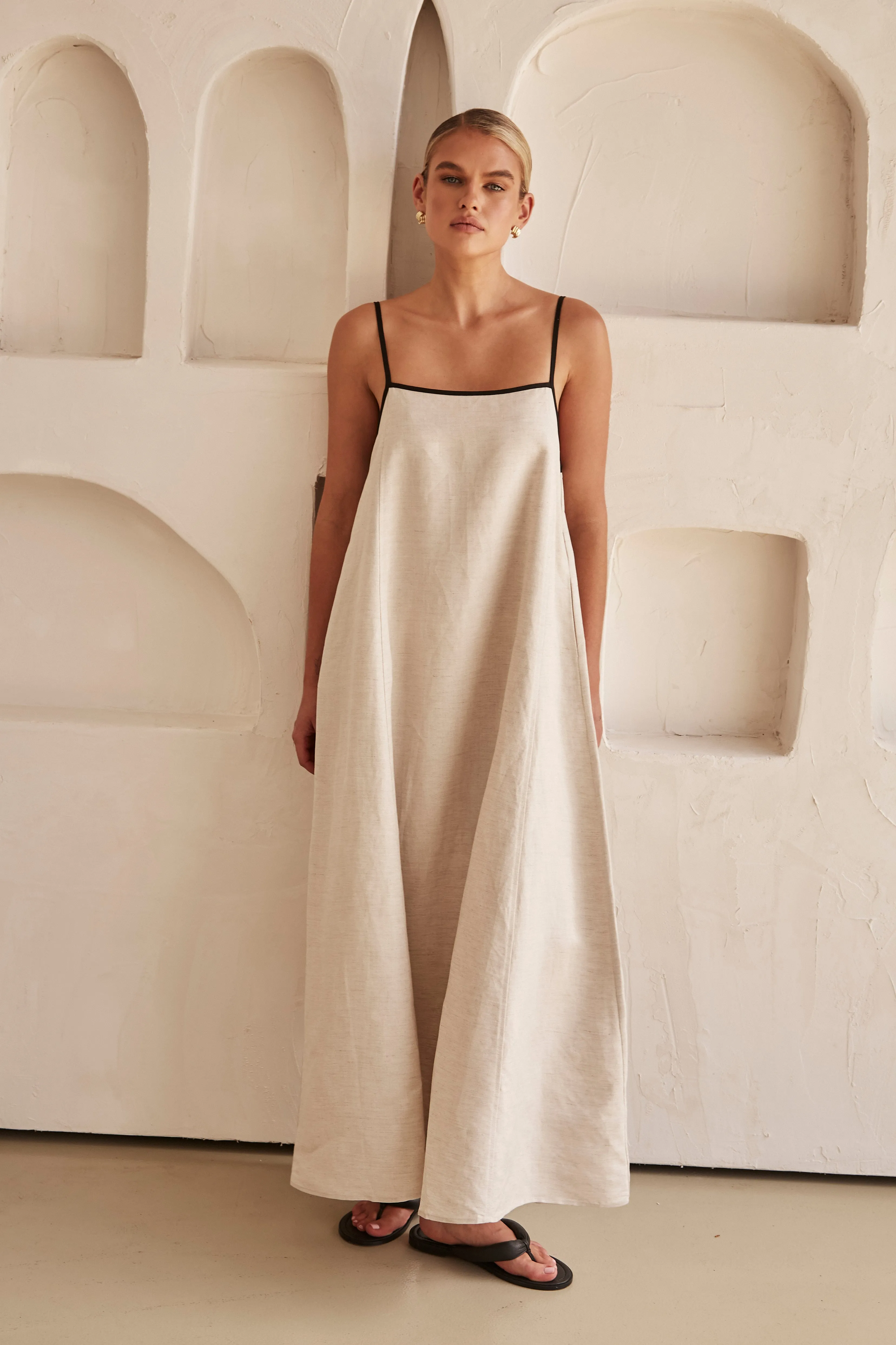 Dasha Linen Maxi Dress (Beige) sold by Runway Scout product image thumbnail 5