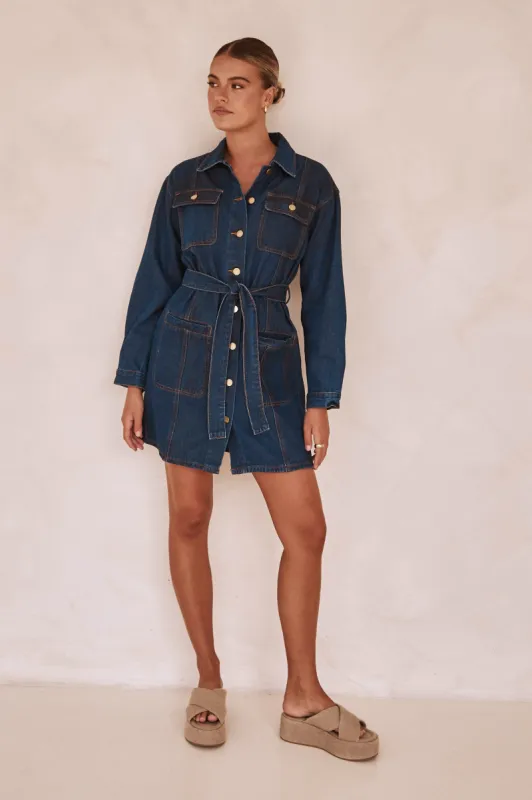 Cohen Denim Mini Dress (Blue) sold by Runway Scout
