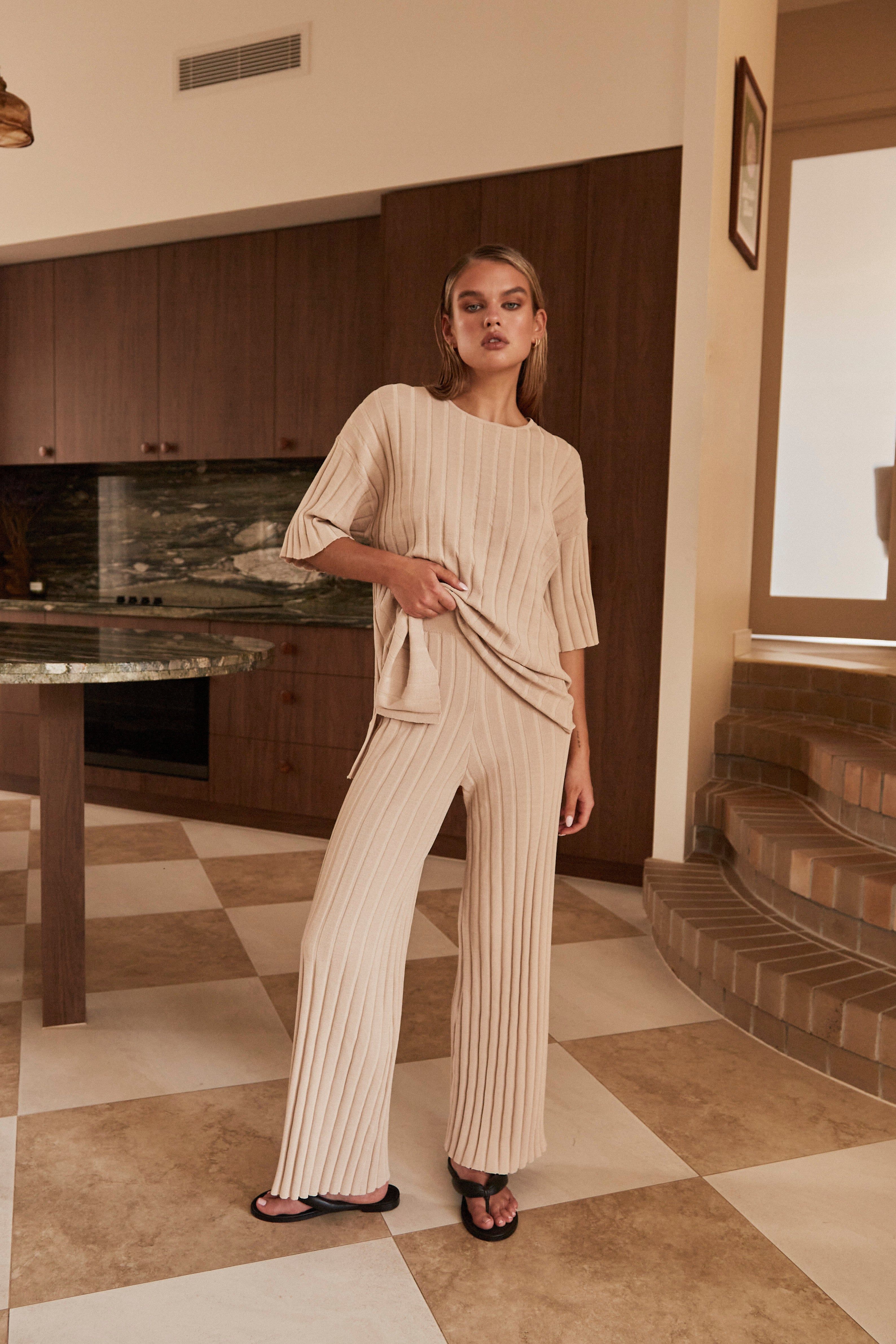 Camino Knit Pant (Beige) sold by Runway Scout product image thumbnail 3