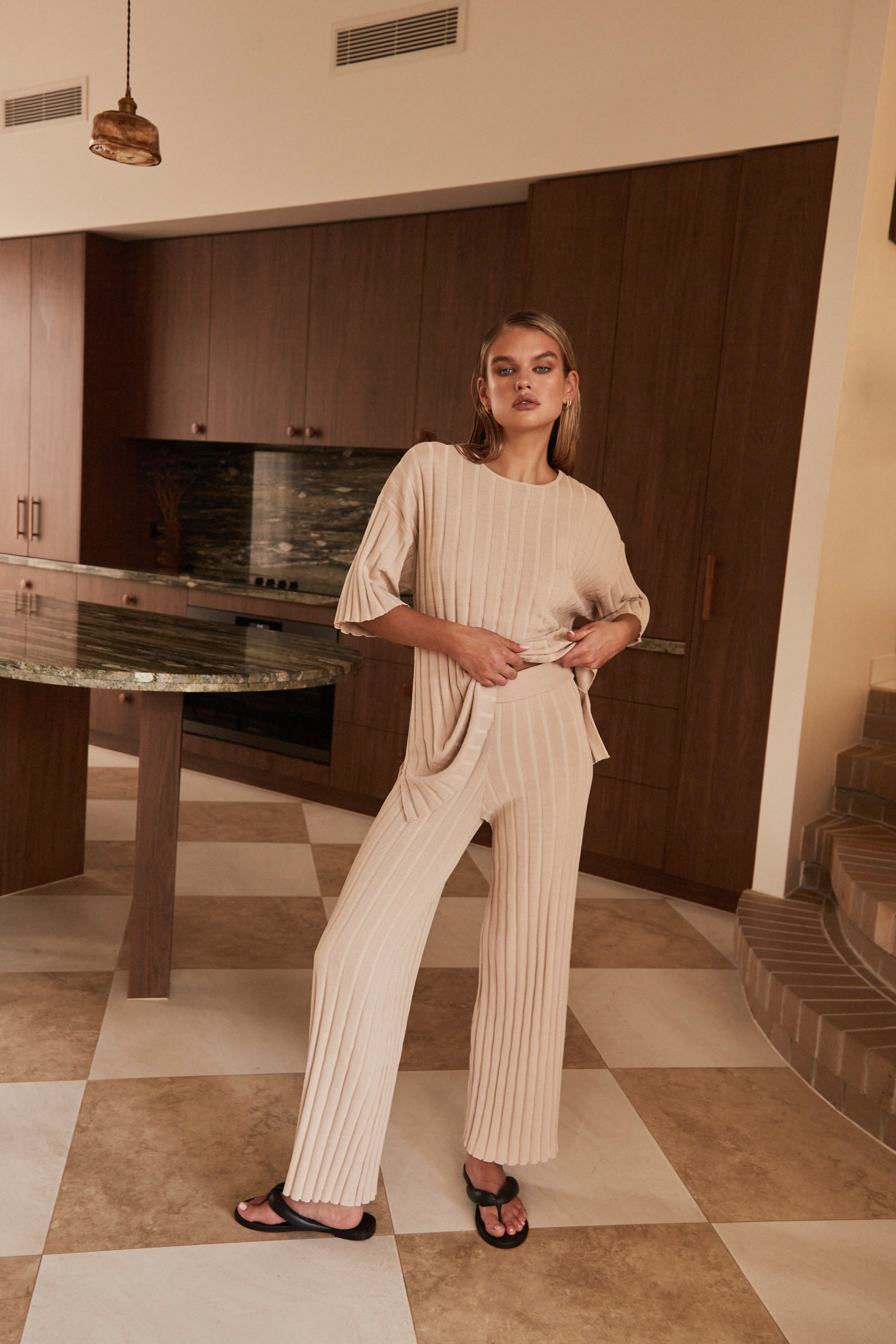 Camino Knit Pant (Beige) sold by Runway Scout product image thumbnail 5