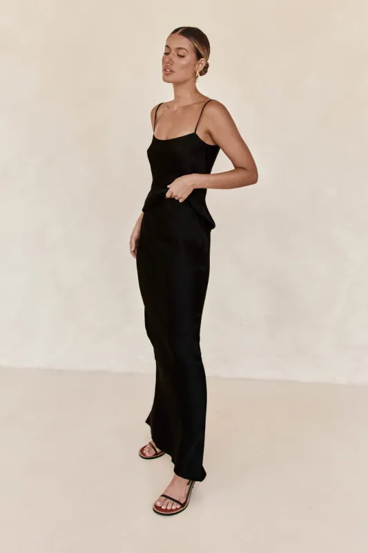 Bennett Satin Skirt (Black) sold by Runway Scout