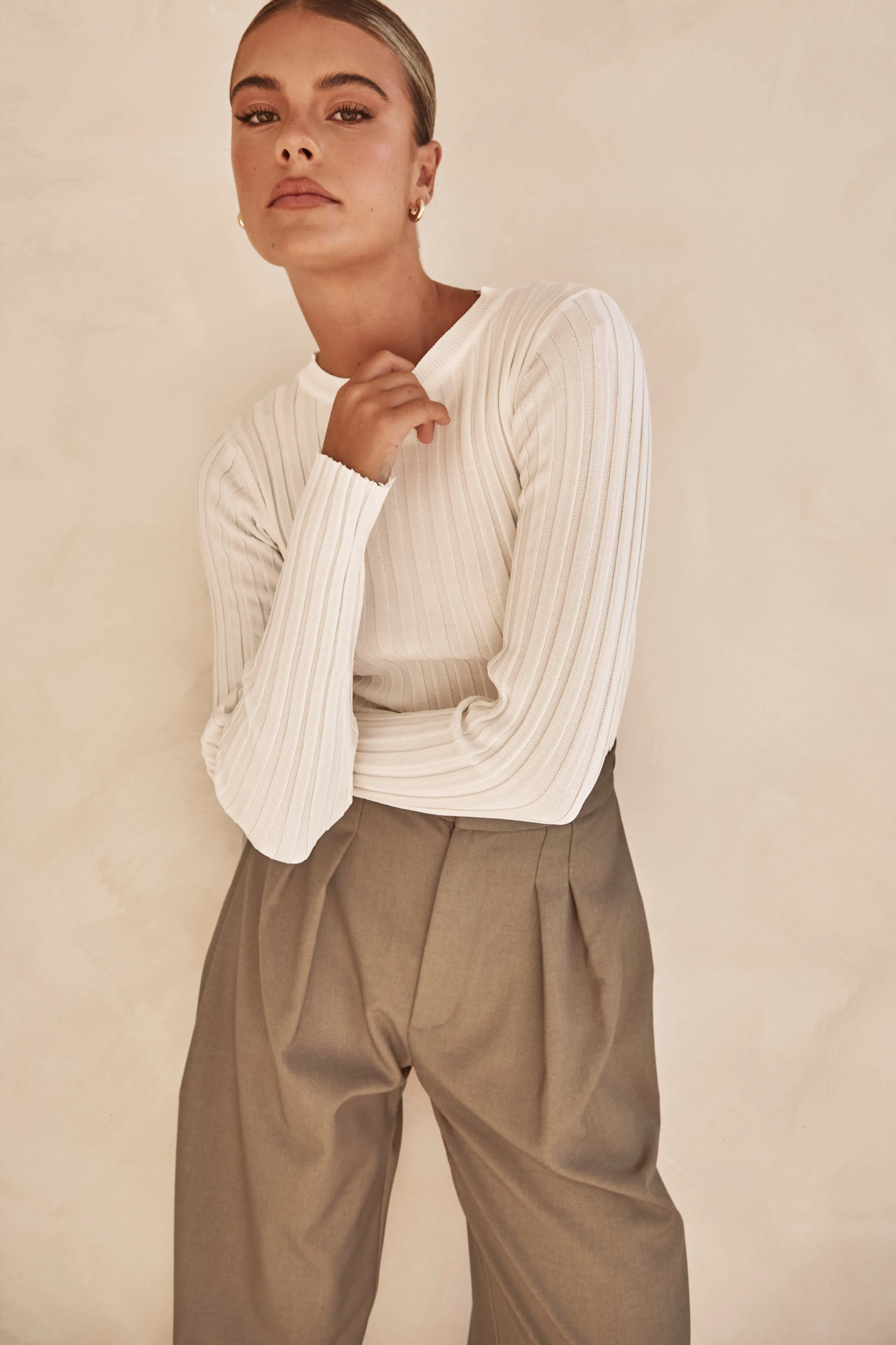 Fuller Knit Top (White) sold by Runway Scout