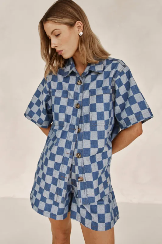 Brooks Shirt (Blue Check) sold by Runway Scout
