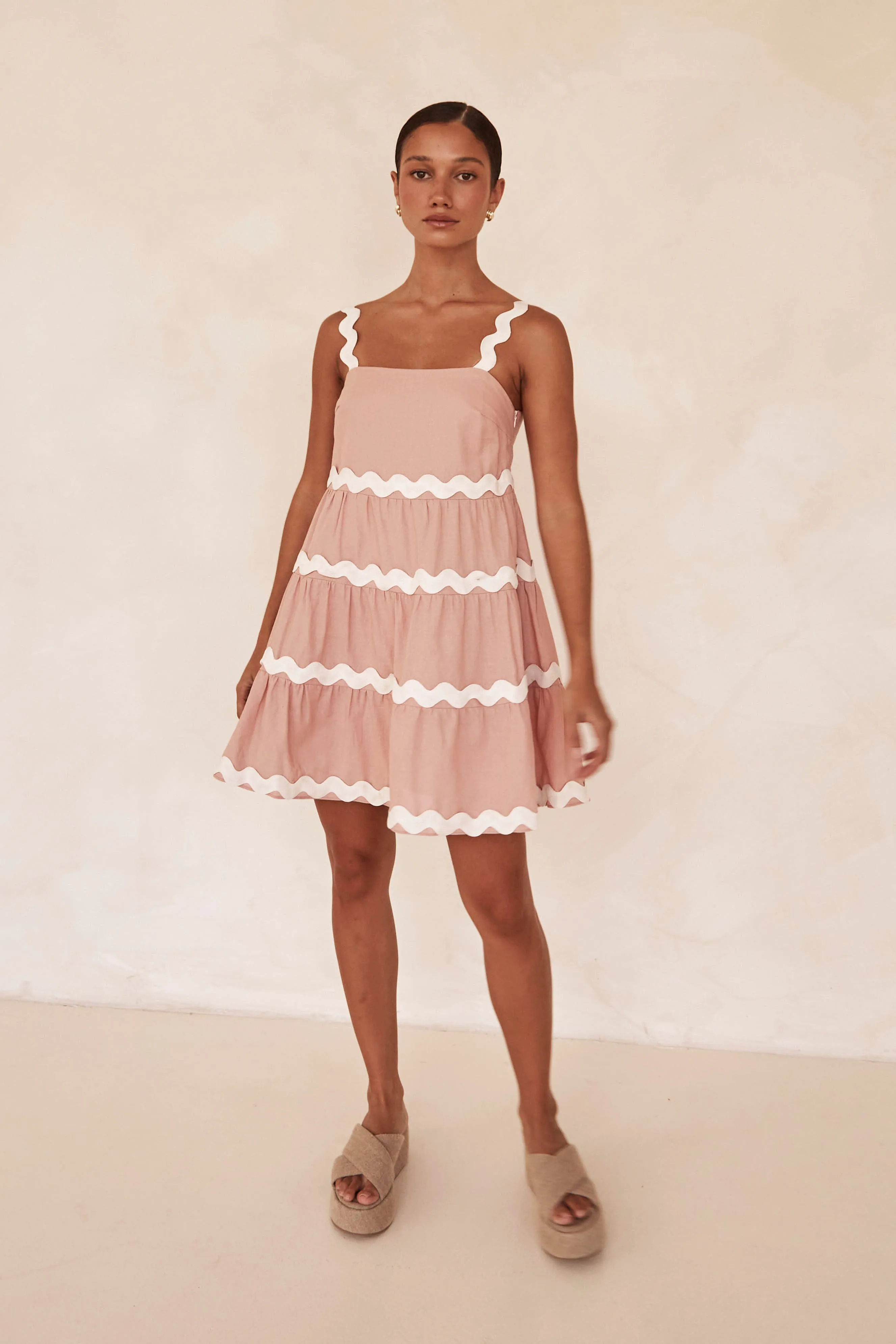 Reya Mini Dress (Blush) sold by Runway Scout
