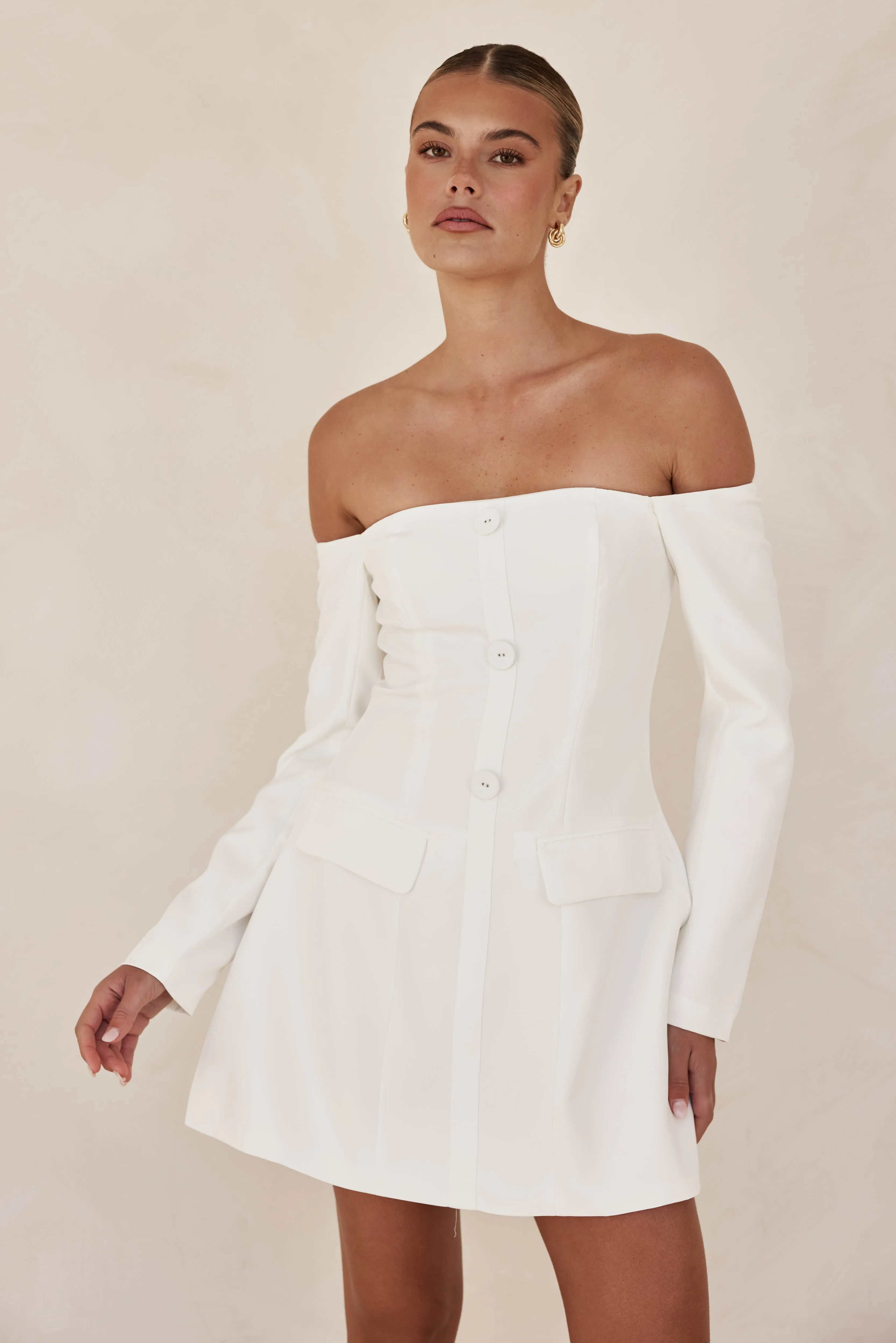 Luna Mini Dress (White) sold by Runway Scout product image thumbnail 5