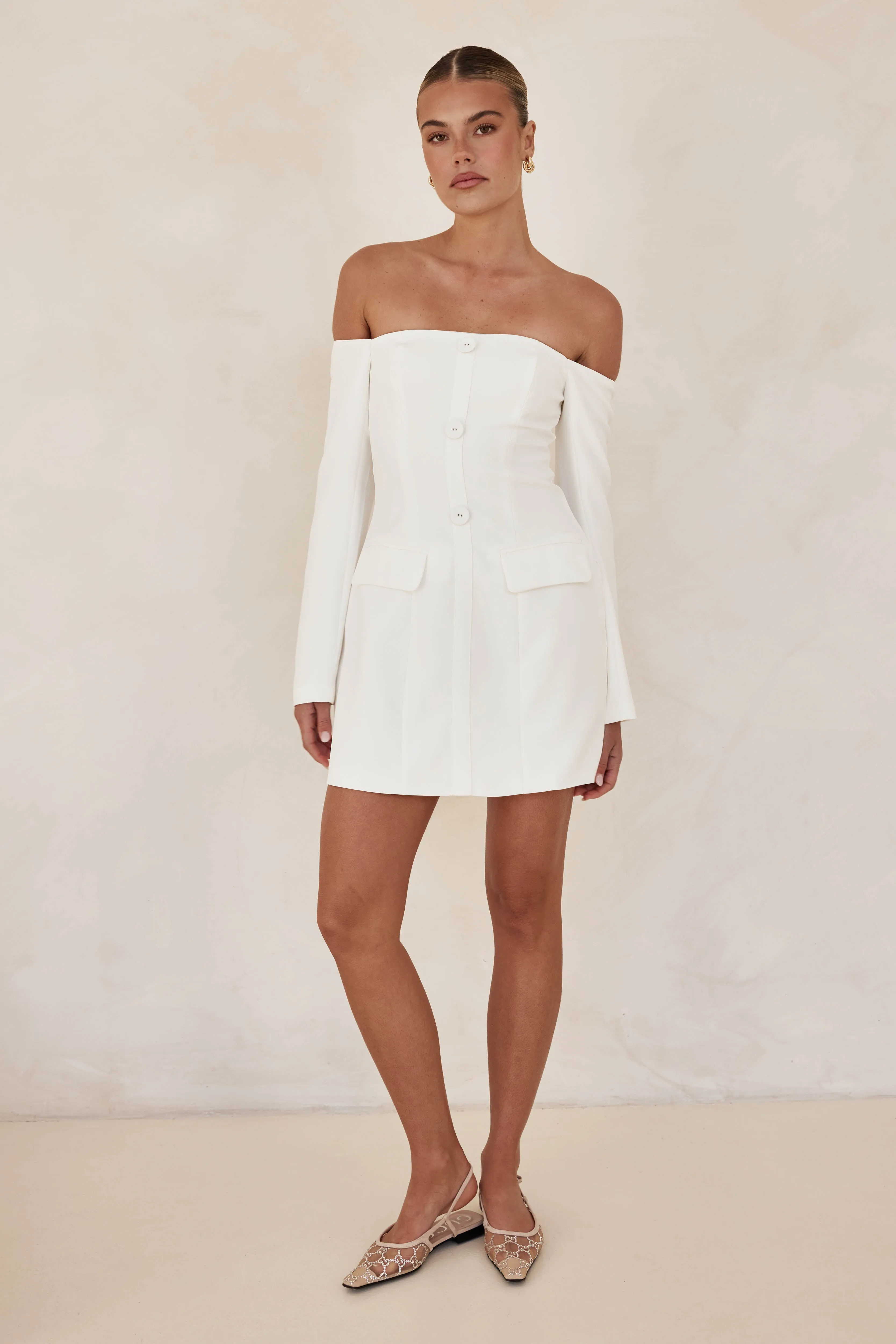 Luna Mini Dress (White) sold by Runway Scout product image thumbnail 3