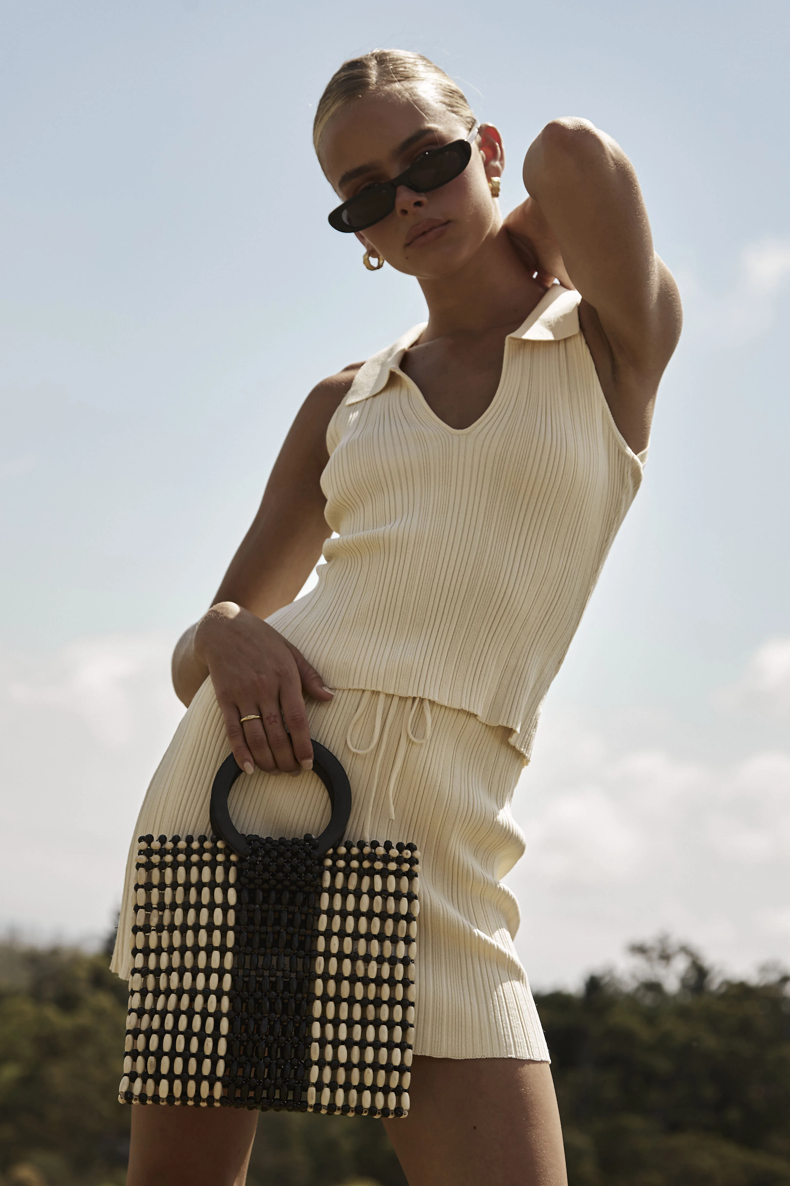 Hills Knit Mini Skirt (Cream) sold by Runway Scout product image thumbnail 2