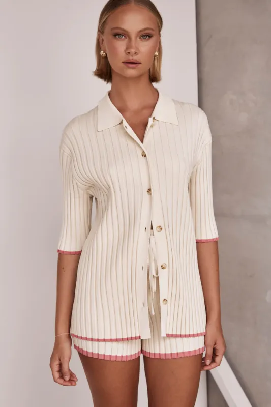 Porter Knit Shirt (Beige) sold by Runway Scout
