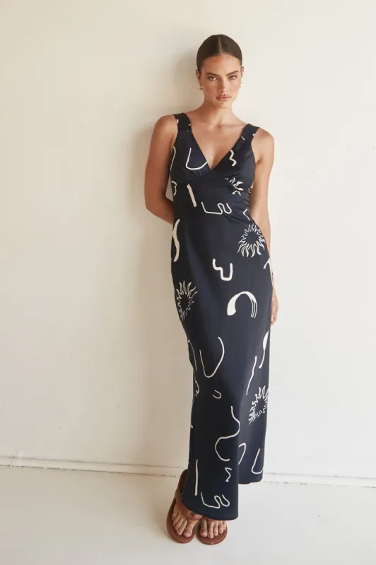 Emeline Maxi Dress (Navy) sold by Runway Scout