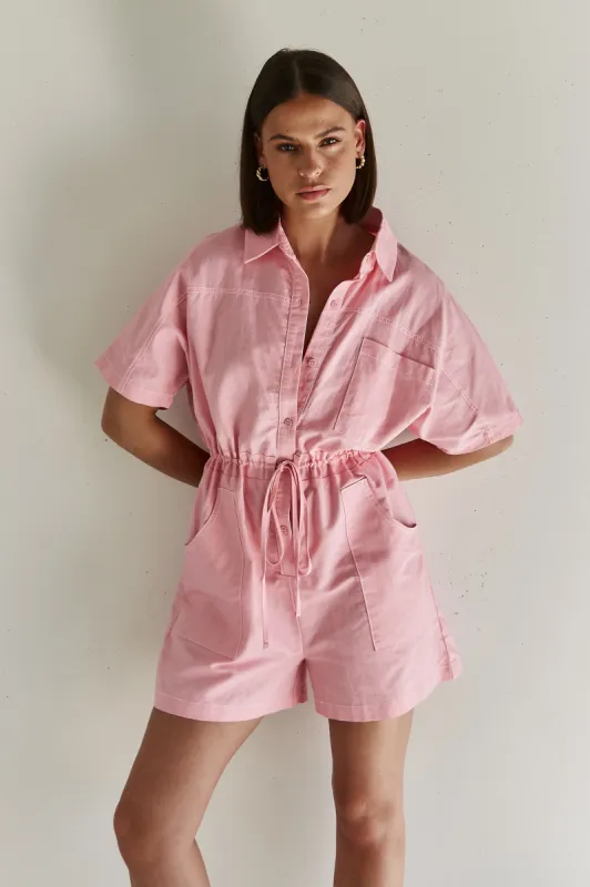 Nelle Playsuit (Pink) sold by Runway Scout
