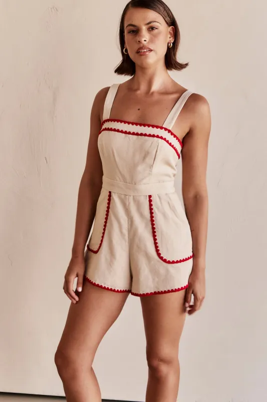 Kylan Playsuit (Beige) sold by Runway Scout