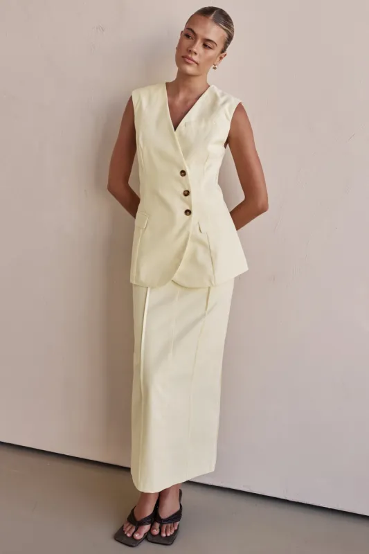 Blithe Maxi Skirt (Lemon) sold by Runway Scout