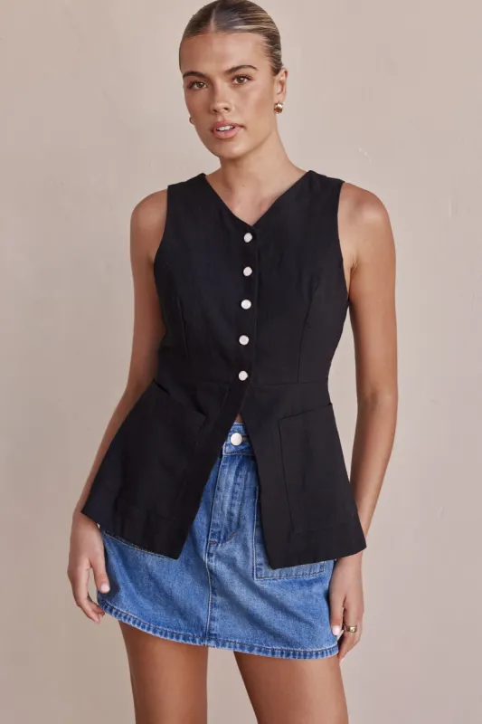 Irving Vest (Black) sold by Runway Scout
