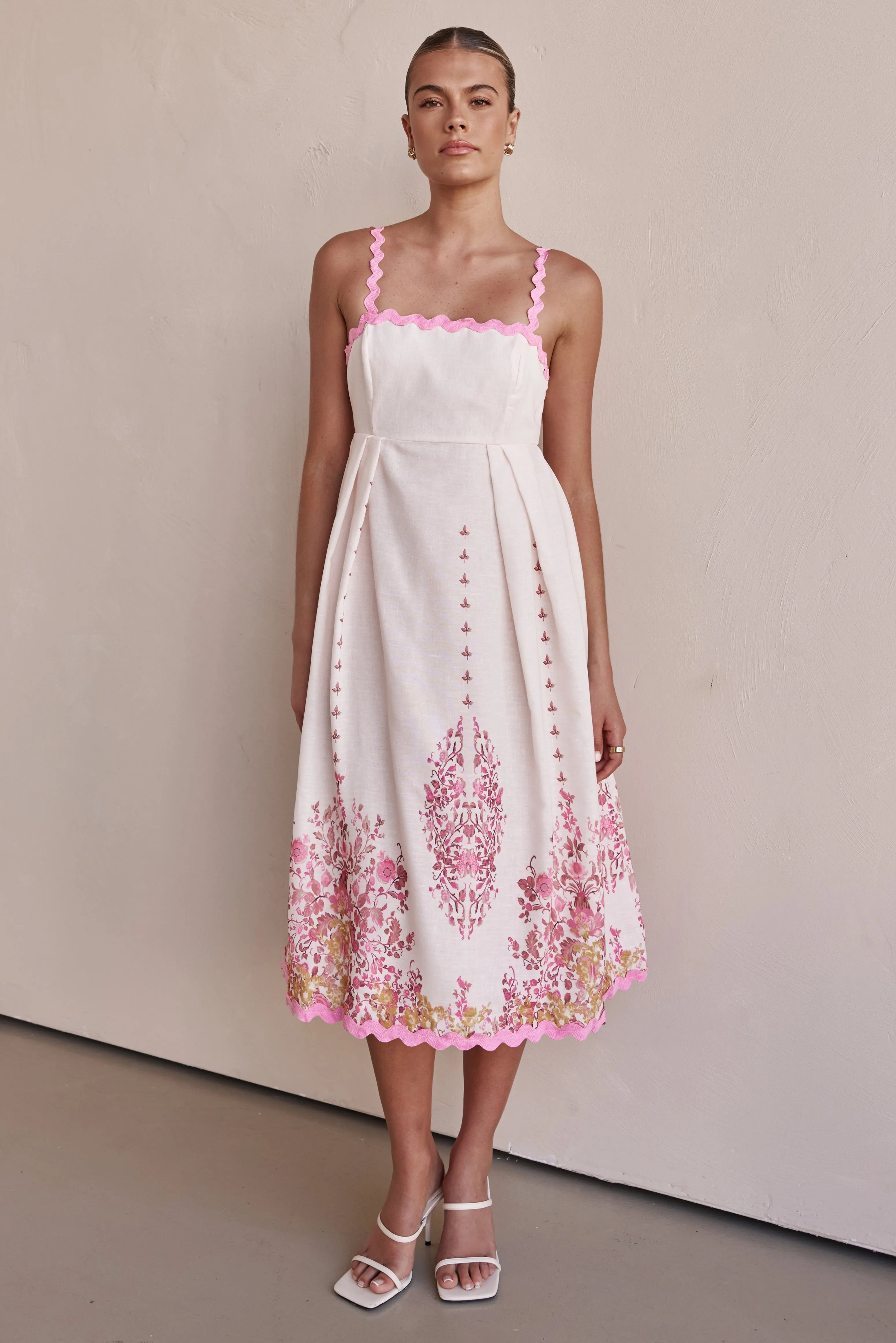 Lara Midi Dress (Pink) sold by Runway Scout