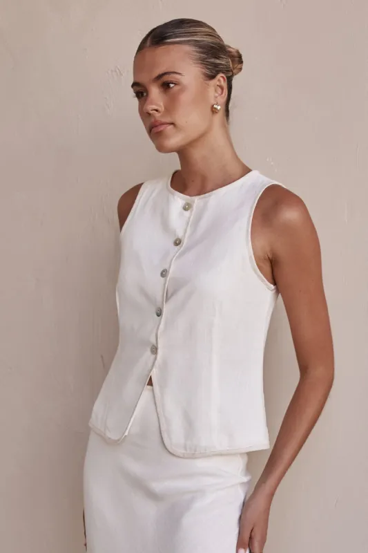 Petra Vest (White) sold by Runway Scout