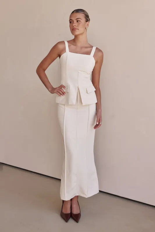 Daine Maxi Skirt (Cream) sold by Runway Scout