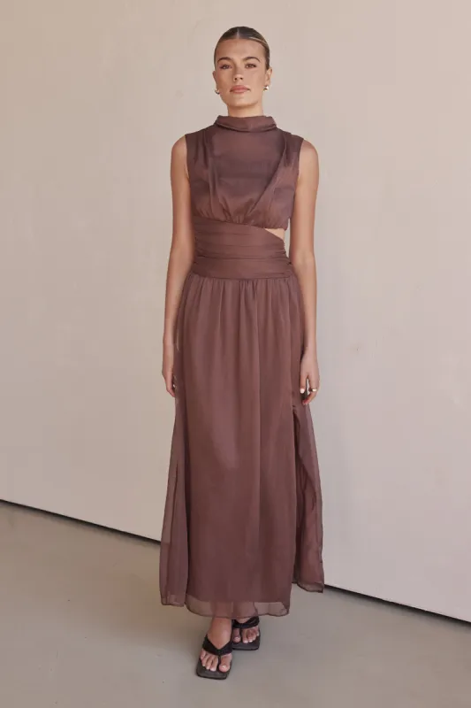 Eliana Maxi Dress (Chocolate) sold by Runway Scout