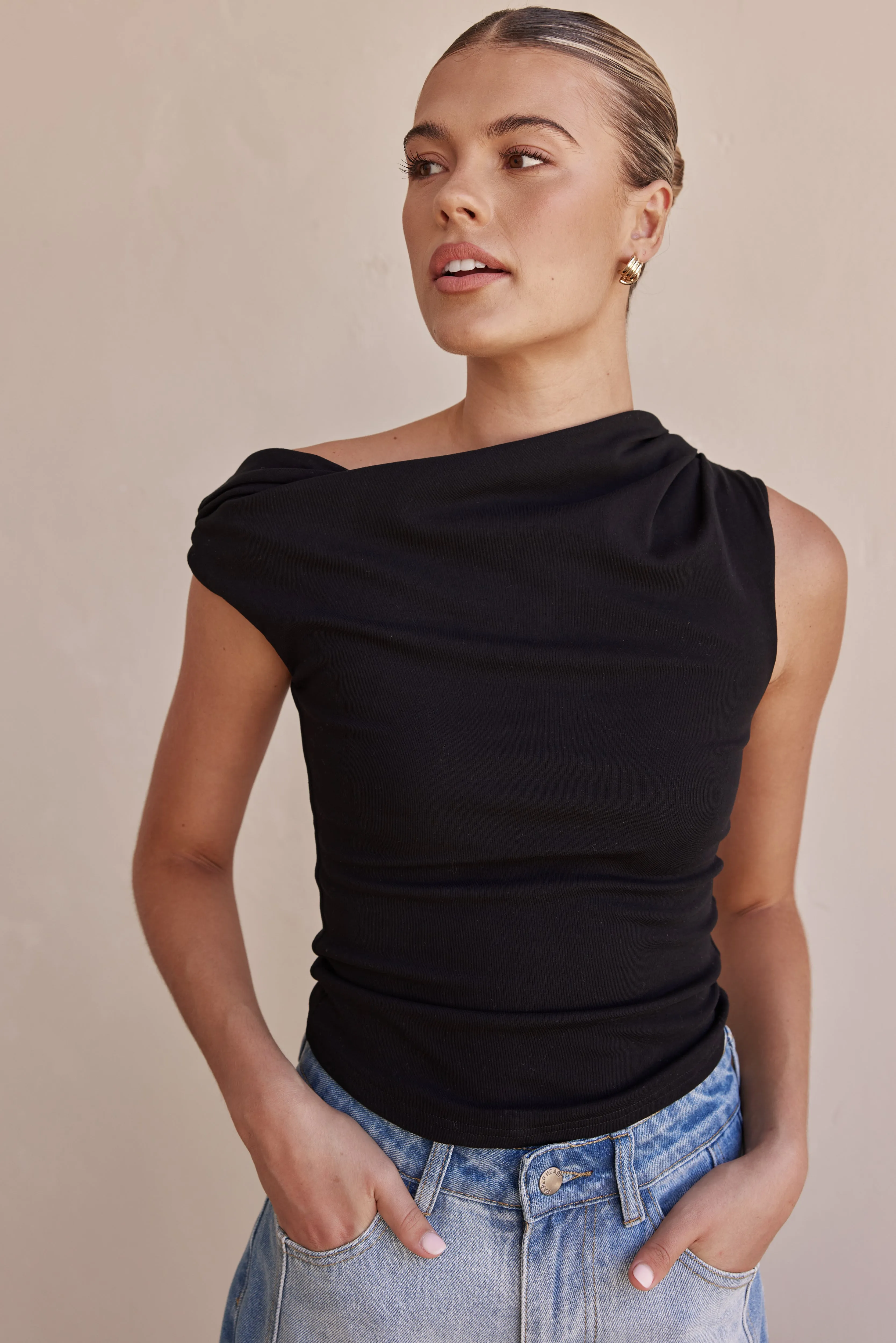 Aretha Top (Black) sold by Runway Scout