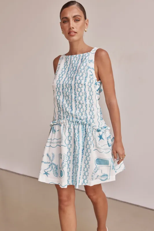 Amara Mini Dress (Blue) sold by Runway Scout